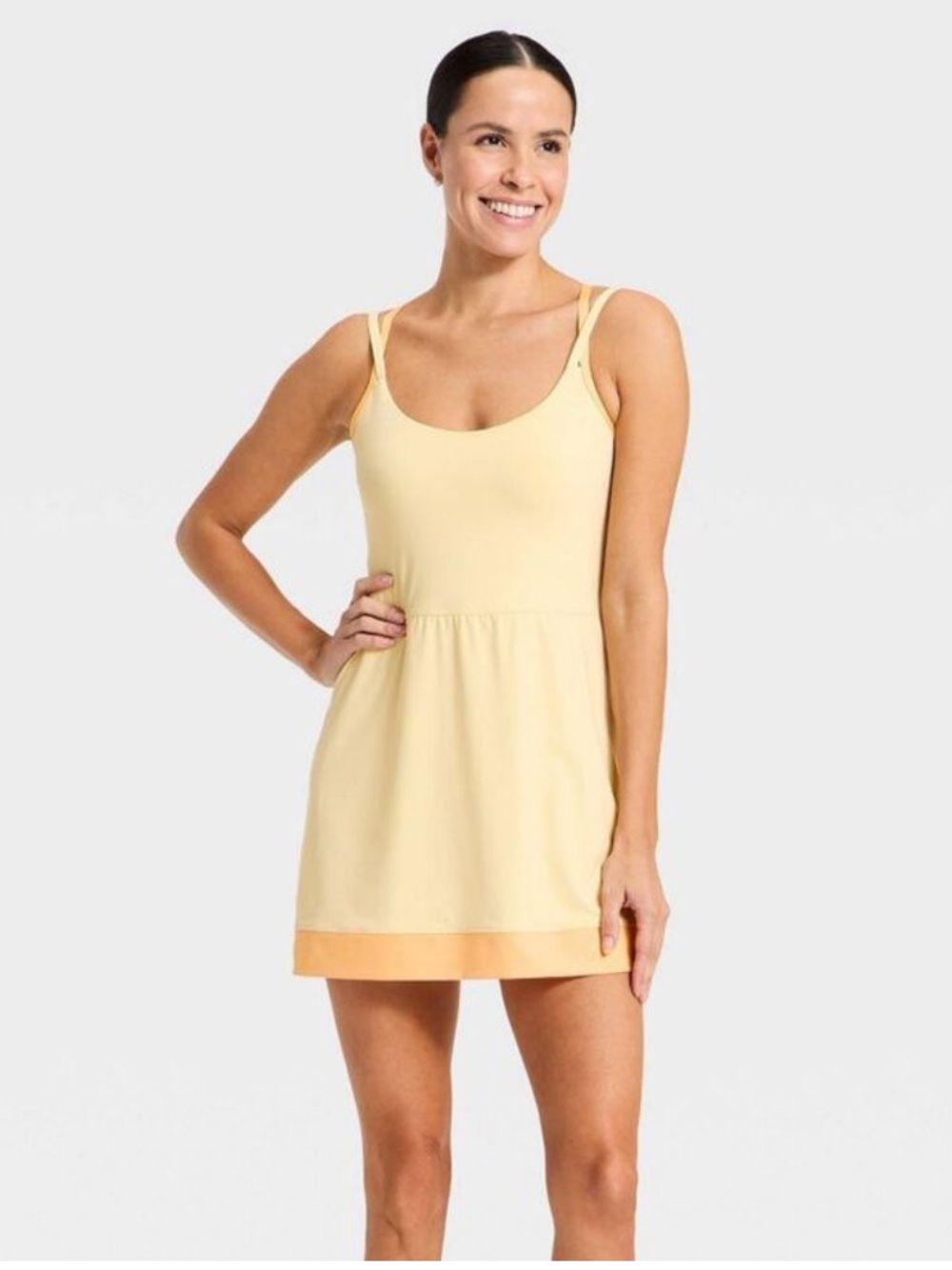 NWT All in Motion Knit Strappy Active Dress Women’s SZ XS in Light Yellow